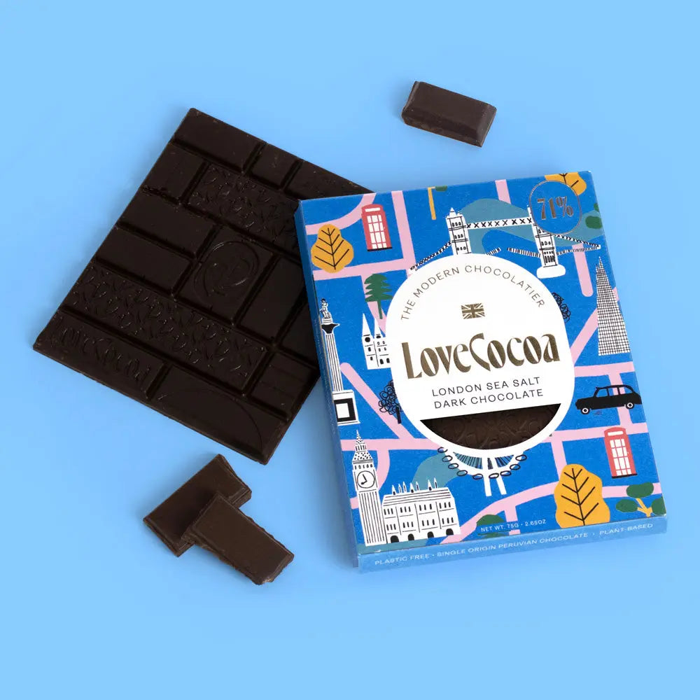 London Edition: British Maldon Sea Salt Dark Chocolate Bar - Love Cocoa