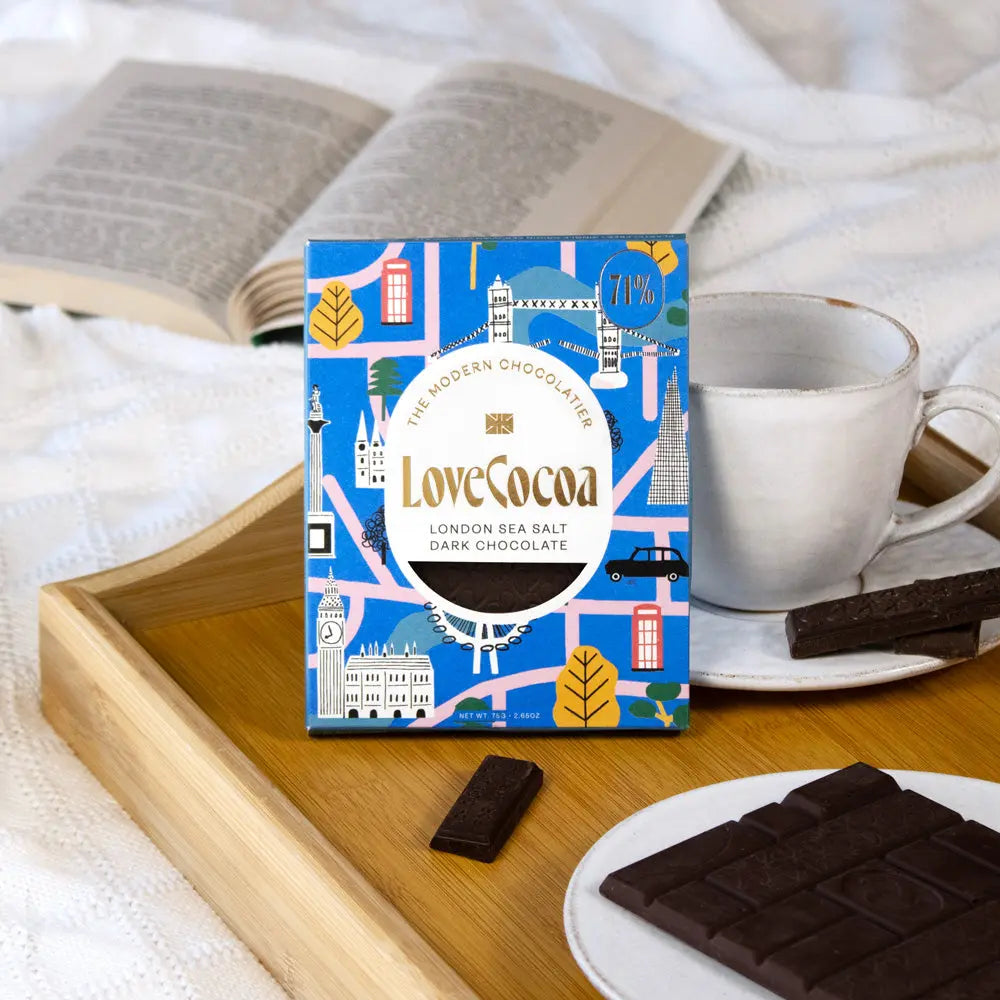 London Edition: British Maldon Sea Salt Dark Chocolate Bar - Love Cocoa