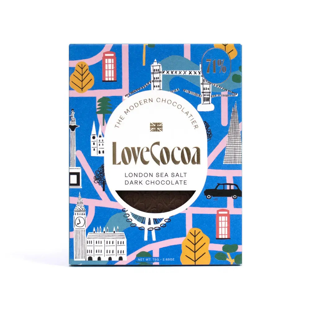 London Edition: British Maldon Sea Salt Dark Chocolate Bar - Love Cocoa