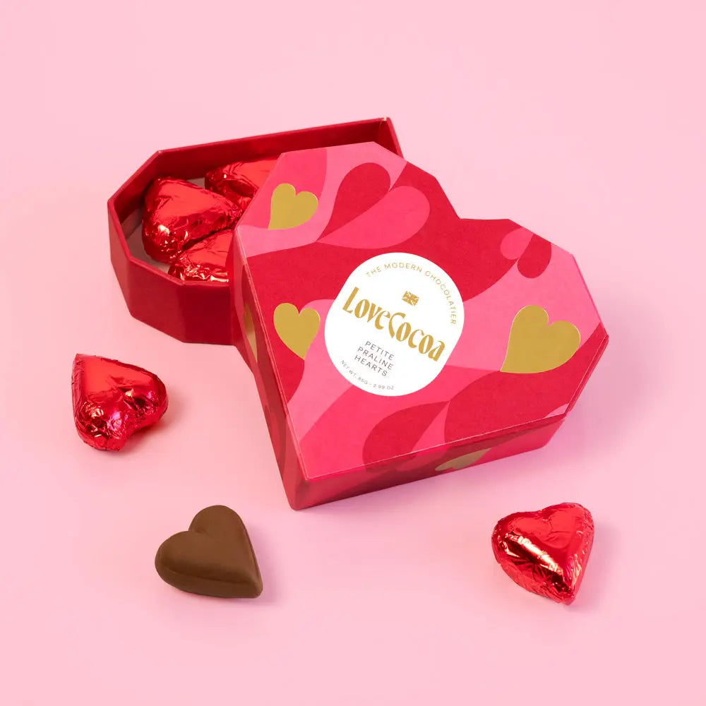 Praline Milk Chocolate Truffles Heart Box - Love Cocoa
