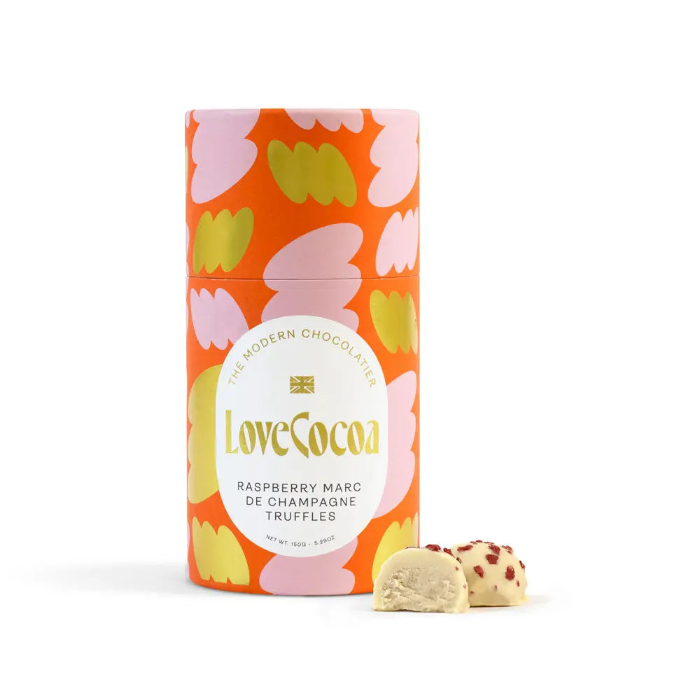 Raspberry Marc de Champagne White Chocolate Truffles - Love Cocoa