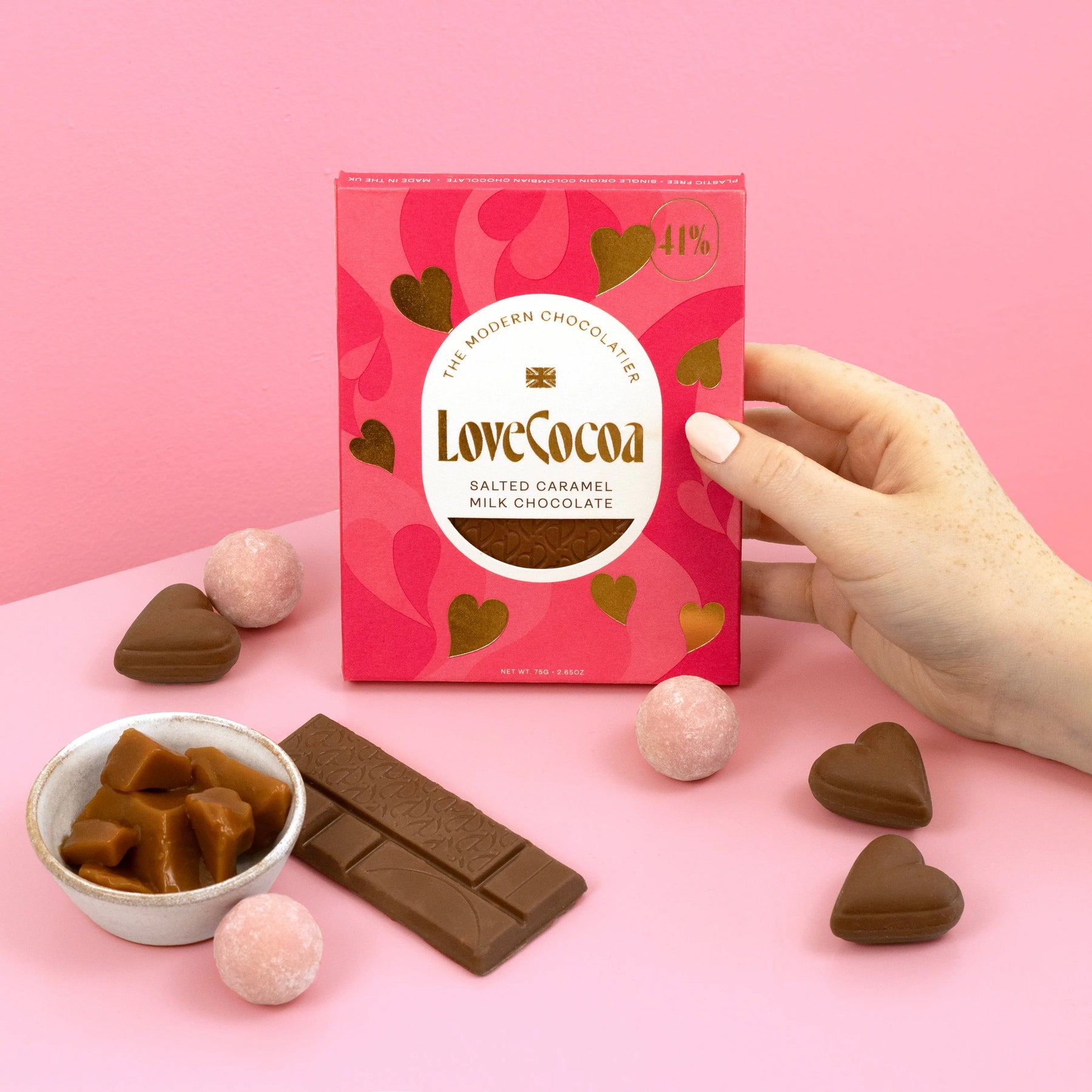 Heart Salted Caramel Chocolate Bar - Love Cocoa