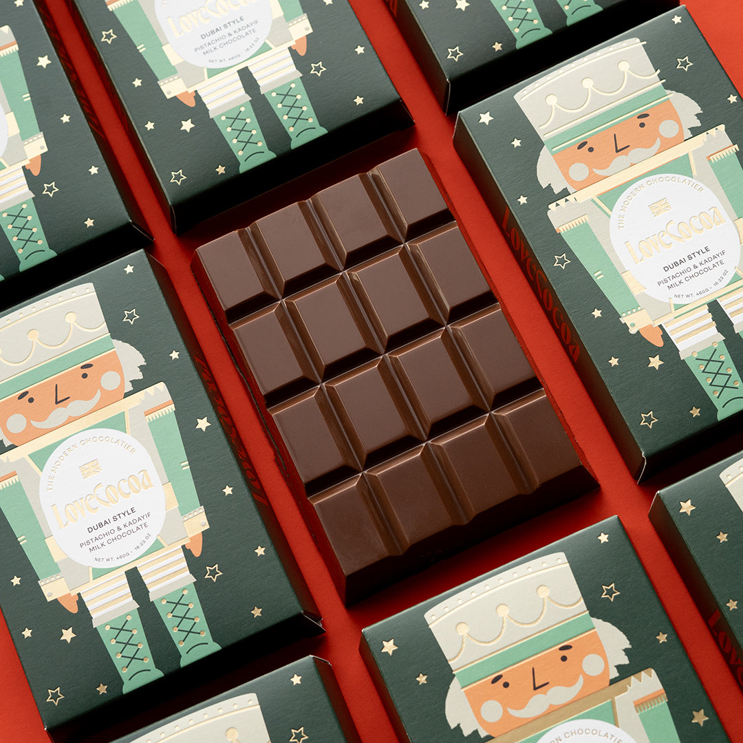 LIMITED EDITION Festive Dubai Chocolate Pistachio & Kadayif Milk Chocolate Bar (Pre-Order) Love Cocoa