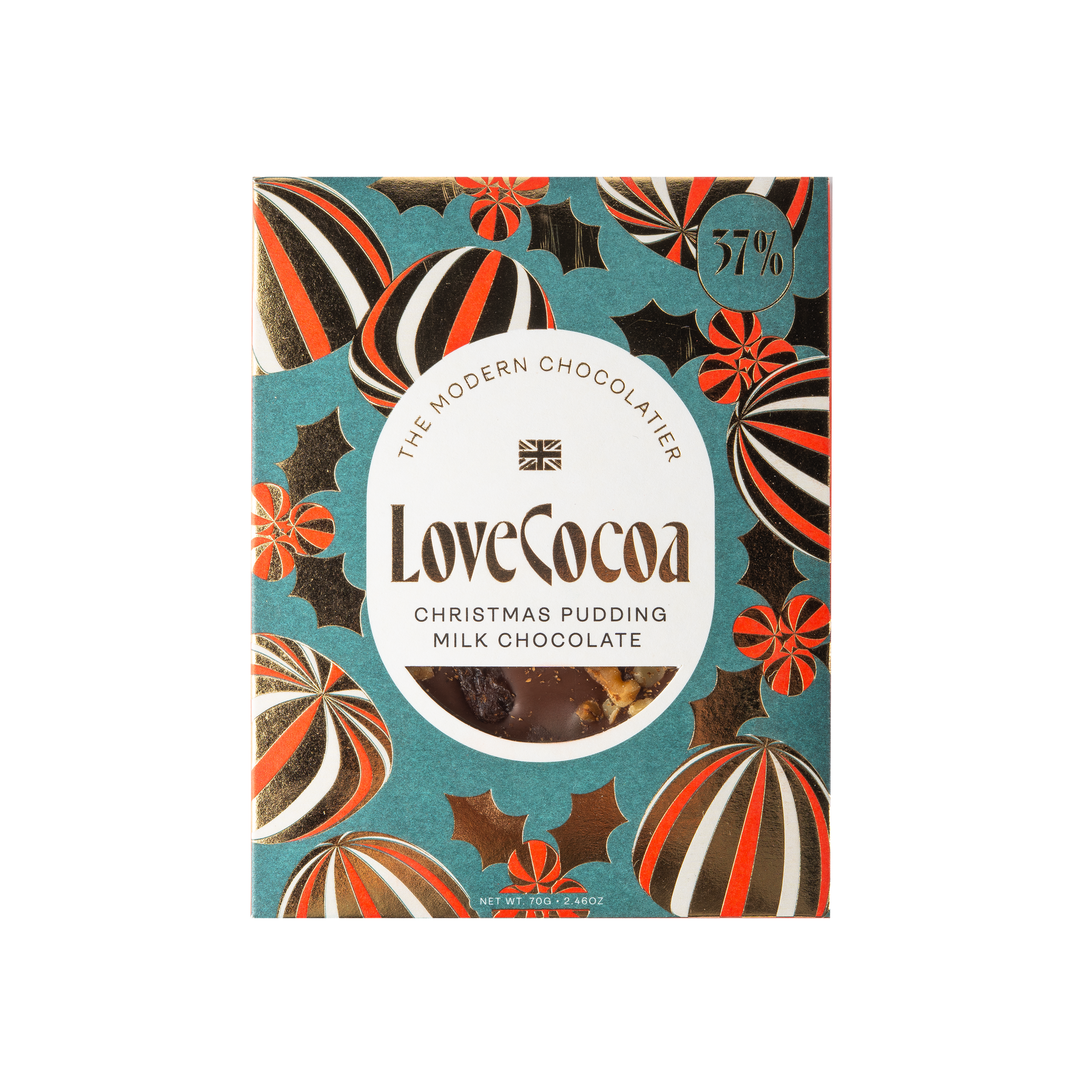Christmas Pudding Milk Chocolate Bar Love Cocoa